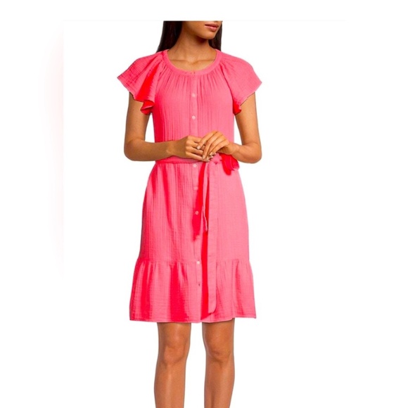 Vineyard Vines Double Gauze Neon Rosa dress EUC xl - Picture 1 of 4